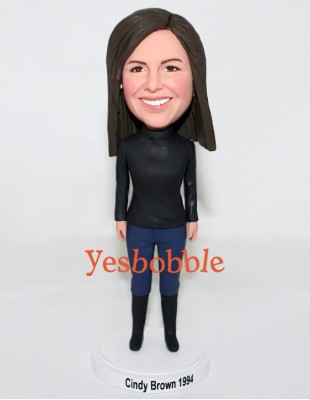 Lady in Boots and Jeans Custom Bobblehead