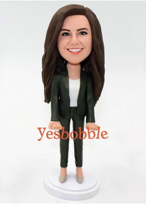 Lady in Suit Business Card Holder Bobblehead