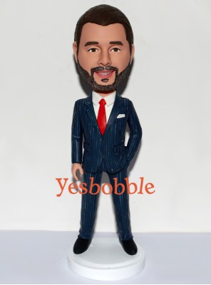 Executive Custom Bobblehead in Strips Suit