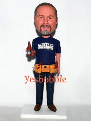 Mechanic Bobblehead Holding a Bottle of Beer