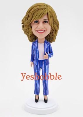 Office Lady In Stripe Suit Bobblehead