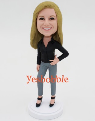 Office Lady with one Hand on her hip Bobblehead