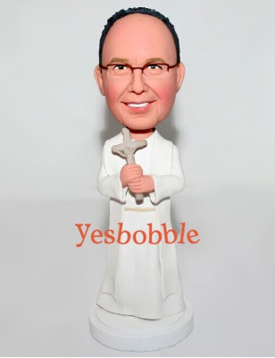 Pastor In White Gown Custom Bobblehead Pastor In White Gown Custom Bobblehead