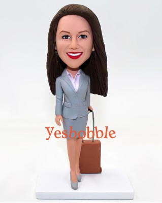 Stewardess Beauty Custom Bobblehead with Suitcase Stewardess Beauty Custom Bobblehead with Suitcase